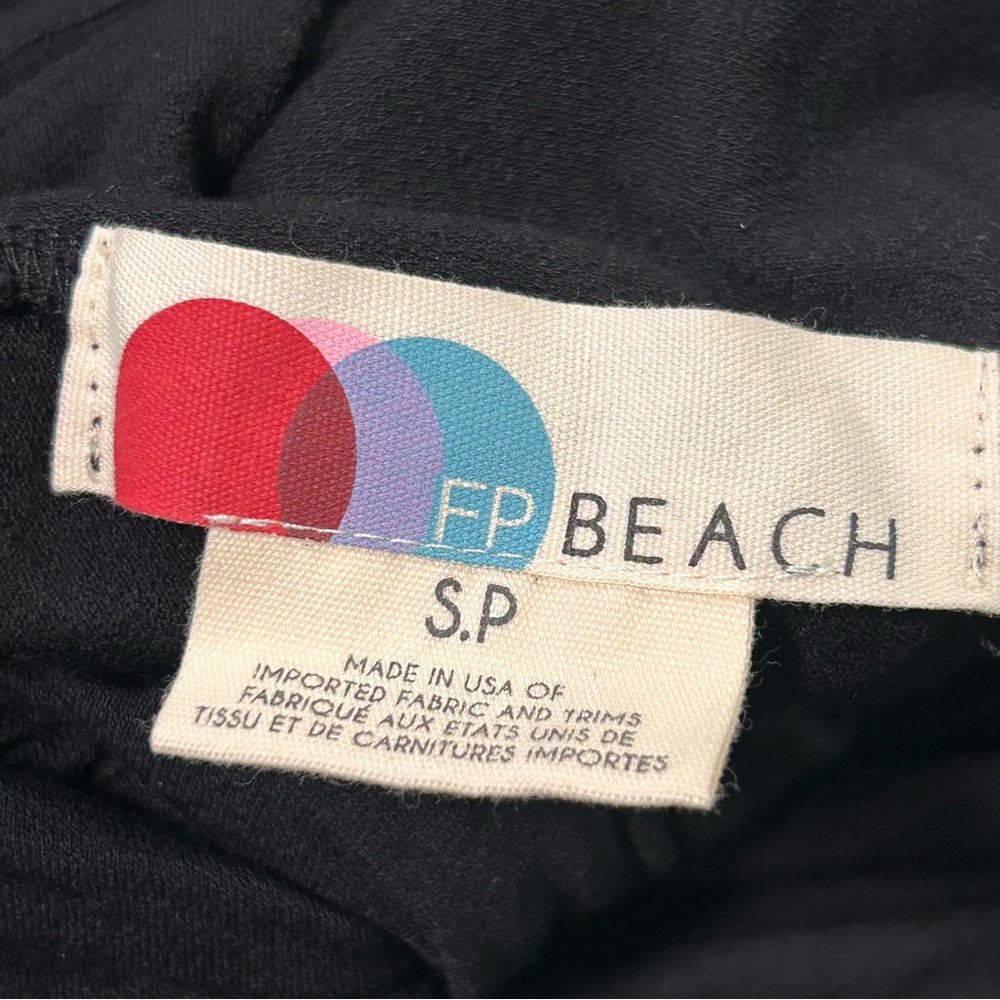 Free People FP Beach Dress Womens S Black Wrap Chest V-Neck Mini Scrunched - Picture 4 of 5